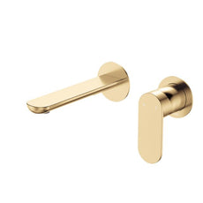 Fienza Empire Slim Basin/Bath Wall Mixer Set Round Plates 160mm Urban Brass 234104UB-LF - The Blue Space