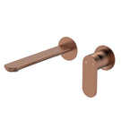 Fienza Empire Slim Basin/Bath Wall Mixer Set Round Plates 200mm Brushed Copper 234104CO-200-LF - The Blue Space