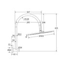 Technical Drawing Fienza Empire Slim Curved Shower Arm Set Chrome 411109-D - The Blue Space