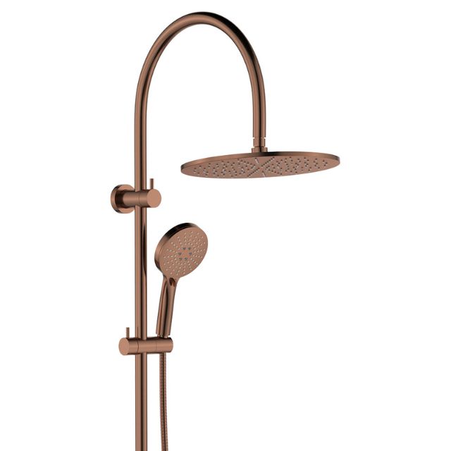 Fienza Empire Slim Curved Twin Shower Brushed Copper 455110CO - The Blue Space