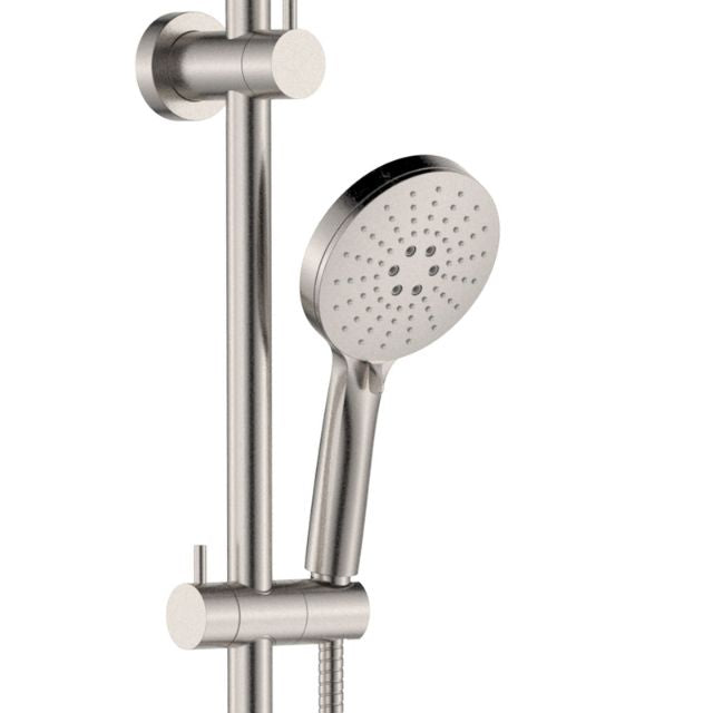 Close Fienza Empire Slim Curved Twin Shower Brushed Nickel 455110BN - The Blue Space