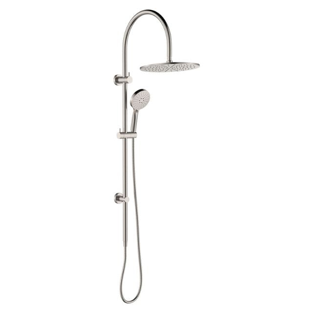 Full Fienza Empire Slim Curved Twin Shower Brushed Nickel 455110BN - The Blue Space