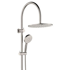 Fienza Empire Slim Curved Twin Shower Brushed Nickel 455110BN - The Blue Space