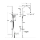 Technical Drawing Fienza Empire Slim Curved Twin Shower Matte Black 455110B - The Blue Space