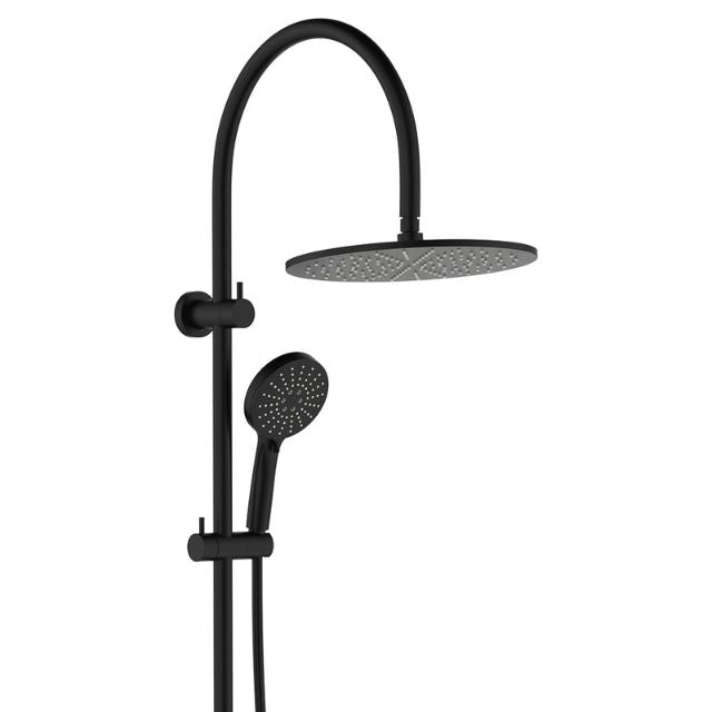 Fienza Empire Slim Curved Twin Shower Matte Black 455110B - The Blue Space