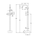 Technical Drawing Fienza Empire Slim Floor Mounted Basin/bath Mixer Brushed Nickel 221112BN-LF - The Blue Space