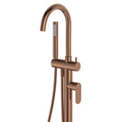 Close Fienza Empire Slim Floor Mounted Bath Mixer with Hand Shower Brushed Copper 234113CO - The Blue Space