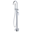 Fienza Empire Slim Floor Mounted Bath Mixer with Hand Shower Chrome 234113 - The Blue Space