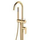 Close Fienza Empire Slim Floor Mounted Bath Mixer with Hand Shower Urban Brass 234113UB - The Blue Space