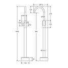 Technical Drawing Fienza Empire Slim Floor Standing Mixer 221112 - The Blue Space