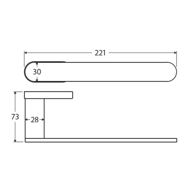 Technical Drawing Fienza Empire Slim Hand Towel Holder Brushed Nickel 88902BN - The Blue Space