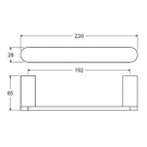 Technical Drawing Fienza Empire Slim Hand Towel Rail 220mm Brushed Copper 88905CO - The Blue Space