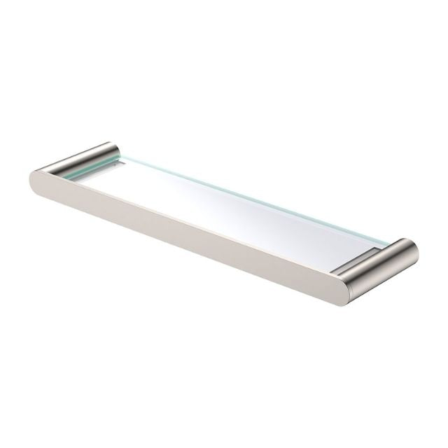 Fienza Empire Slim Shower Shelf Glass Brushed Nickel 88907BN - The Blue Space