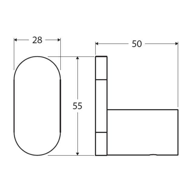 Technical Drawing Fienza Empire Slim Single Robe Hook Brushed Copper 88904CO - The Blue Space