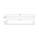 Technical Drawing Fienza Empire Slim Single Towel Rail 600mm Matte Black 88901600B - The Blue Space