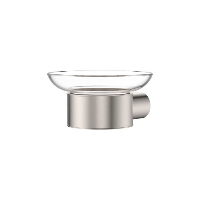 Fienza Empire Slim Soap Holder Glass Dish Brushed Nickel 88906BN - The Blue Space