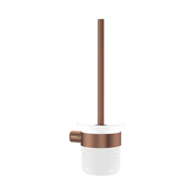 Fienza Empire Slim Toilet Brush and Glass Holder Brushed Copper 889010CO - The Blue Space