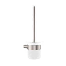 Fienza Empire Slim Toilet Brush and Glass Holder Brushed Nickel 889010BN - The Blue Space