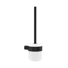 Fienza Empire Slim Toilet Brush and Glass Holder Matte Black 889010B - The Blue Space