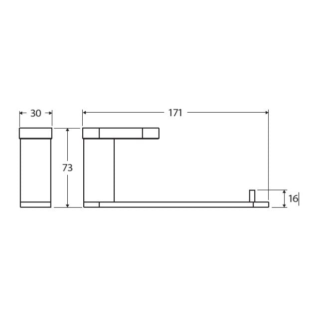 Technical Drawing Fienza Empire Slim Toilet Roll Holder Brushed Copper 88903CO - The Blue Space