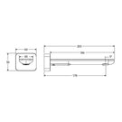 Technical Drawing Fienza Empire Slim Wall Basin/Bath Outlet 180mm Square Plate Brushed Nickel 234115BN-LF - The Blue Space