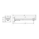 Technical Drawing Fienza Empire Slim Wall Basin/Bath Outlet 220mm Square Plate Brushed Nickel 234116BN-LF - The Blue Space