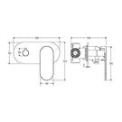 Technical Drawing Fienza Empire Slim Wall Diverter Mixer Large Oval Plate Horizontal Brushed Copper 234112CO-LF - The Blue Space