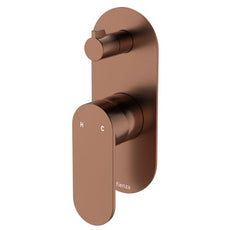 Fienza Empire Slim Wall Diverter Mixer Large Oval Plate Vertical Brushed Copper 234102CO-LF - The Blue Space