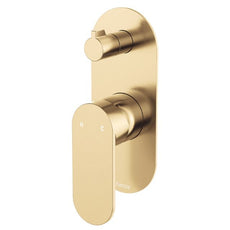 Fienza Empire Slim Wall Diverter Mixer Large Oval Plate Vertical Urban Brass 234102UB-LF - The Blue Space