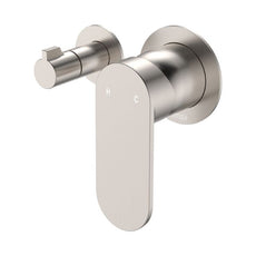 Fienza Empire Slim Wall Diverter Mixer Small Round Plates Horizontal Brushed Nickel 234112BN-4-LF - The Blue Space