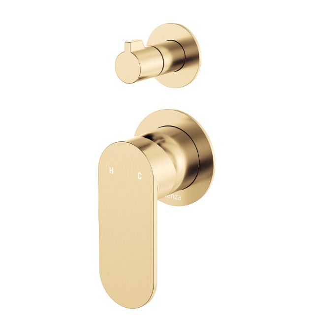 Fienza Empire Slim Wall Diverter Mixer Small Round Plates Vertical Urban Brass 234102UB-4-LF - The Blue Space