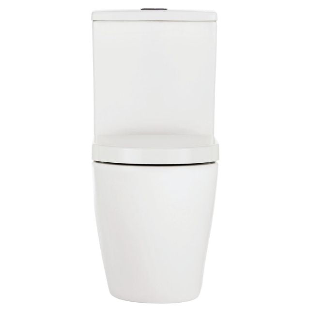 Front Fienza Koko Tornado Back-to-Wall Toilet Suite Matte White - Pan + Seat + R&T Cistern - P-Trap K002MWP - The Blue Space