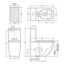 Technical Drawing Fienza Koko Tornado Back-to-Wall Toilet Suite Matte White - Pan + Seat + R&T Cistern - P-Trap K002MWP - The Blue Space