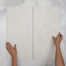 Ivory Myra Limestone Tile Matt 600 x 600 x 10mm Porcelain  | The Blue Space