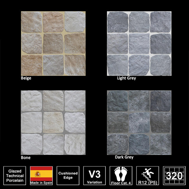 Light Grey Settlers Cobble Stone 150 x 150mm Porcelain  specs | The Blue Space