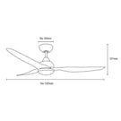 Specsheet Martec Avoca DC 1220mm Ceiling Fan with LED Light Matt White MADC1233WWR - The Blue Space