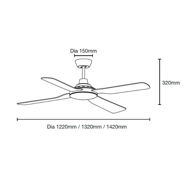 Specsheet Martec Discovery II 1320mm Ceiling Fan Matt Black MDF134M - The Blue Space