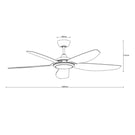 Line Drawing Martec Esprit DC 1320mm Ceiling Fan with LED Light Matt Black MDCE1353M - The Blue Space