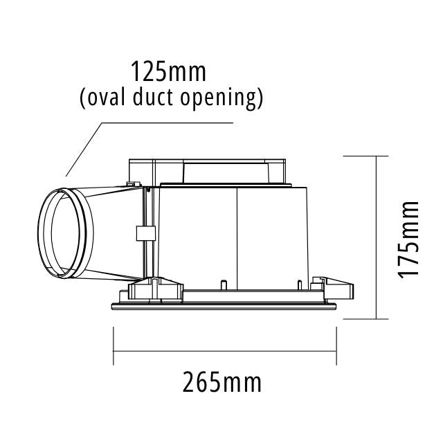 Line Drawing Martec Flow Round 265mm Exhaust Fan with LED Light White MXFLFR25W - The Blue Space