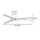 Line Drawing Martec Fresno DC 1320mm Hugger Ceiling Fan Matt White MFDC133W - The Blue Space