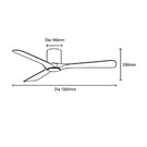 Line Drawing Martec Fresno DC 1320mm Hugger Ceiling Fan with LED Light Matt White MFDC1333W - The Blue Space