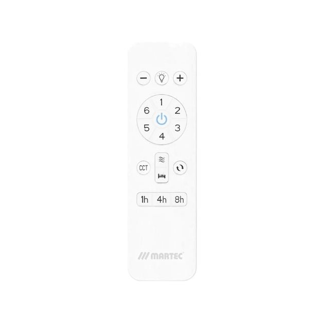 Remote Martec Fresno DC 1320mm Hugger Ceiling Fan with LED Light Matt White MFDC1333W - The Blue Space