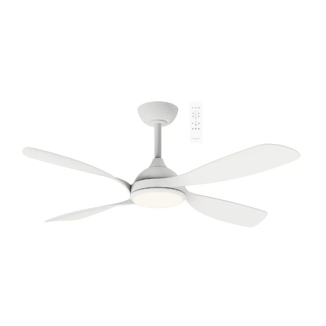 Martec Hampton DC 1320mm Ceiling Fan with LED Light Matt White MHDC1343W - The Blue Space