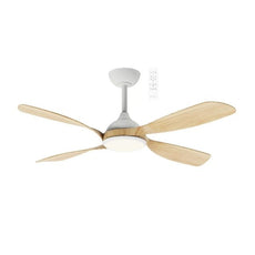 Martec Hampton DC 1320mm Ceiling Fan with LED Light Matt White/Oak MHDC1343WO - The Blue Space