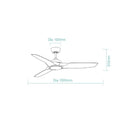 Line Drawing Martec Impact DC 1320mm Ceiling Fan Matt Black MIDC133M - The Blue Space