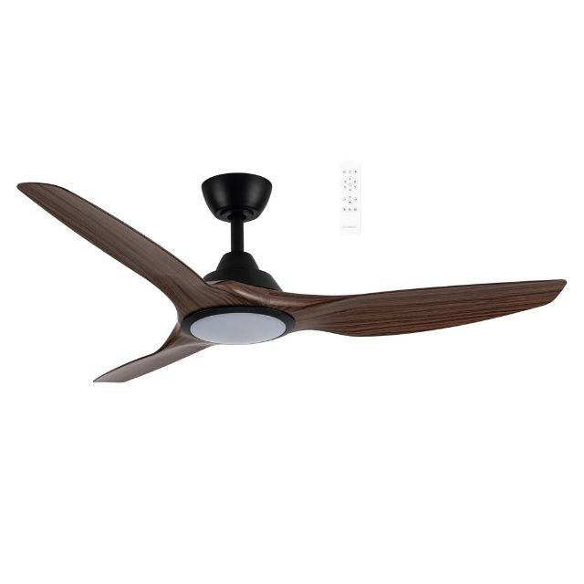 Martec Impact DC 1320mm Ceiling Fan with LED Light Matt Black/Walnut MIDC1333MWN - The Blue Space