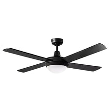 Martec Lifestyle 1320mm 4 Blade Ceiling Fan with 24w LED Light Matt Black DLS1343M - The Blue Space