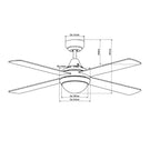 Li9ne Drawing Martec Link 1220mm 4 Blade Ceiling Fan & Light 2 x E27 Matt Black FSL1244M - The Blue Space