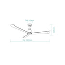 Line Drawing Martec Polo DC 1320mm Ceiling Fan Matt White MDCP133W - The Blue Space