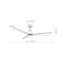 Line Drawing Martec Polo DC 1320mm Ceiling Fan with LED Light Matt White/Walnut MDCP1333WWN - The Blue Space